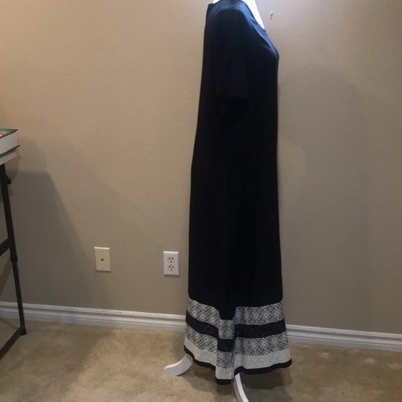 National, since 1952, Black & White Maxi Geometric  Lace Hem Side Pockets-L - Picture 7 of 14